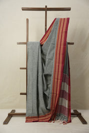 Light Green Plain Cotton Patteda Anchu Saree - SRLGPAS299