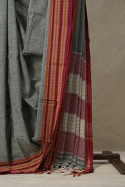 Light Green Plain Cotton Patteda Anchu Saree - SRLGPAS299