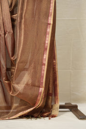 Maroon Gold Maheshwari Tissue Saree - SRMGMTS688