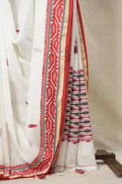 White Bengal Cotton Jamdani Saree - SRWBCJS185