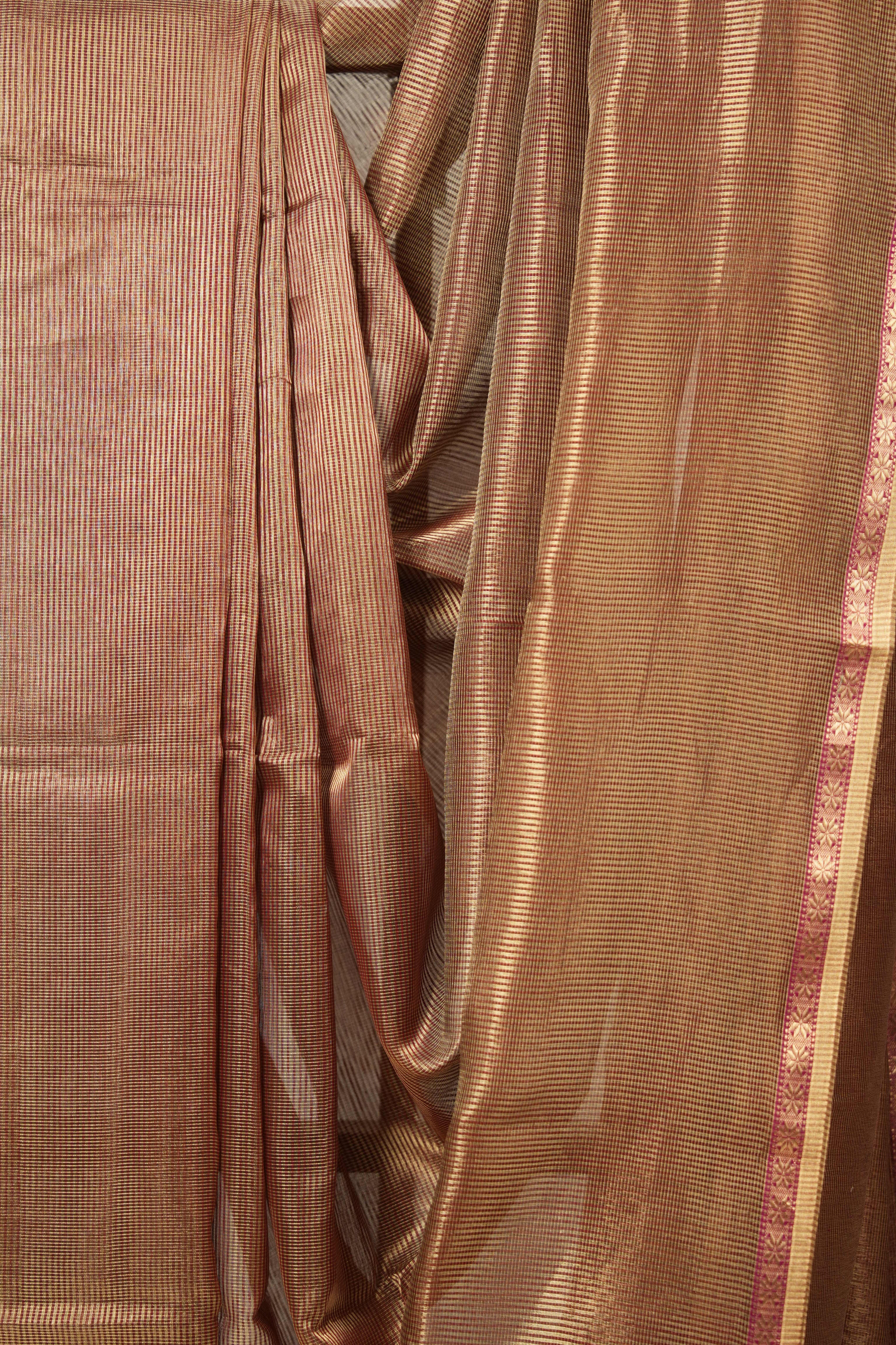 Maroon Gold Maheshwari Tissue Saree - SRMGMTS688