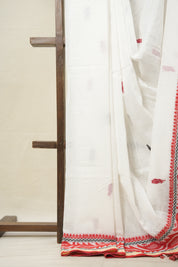 White Bengal Cotton Jamdani Saree - SRWBCJS185