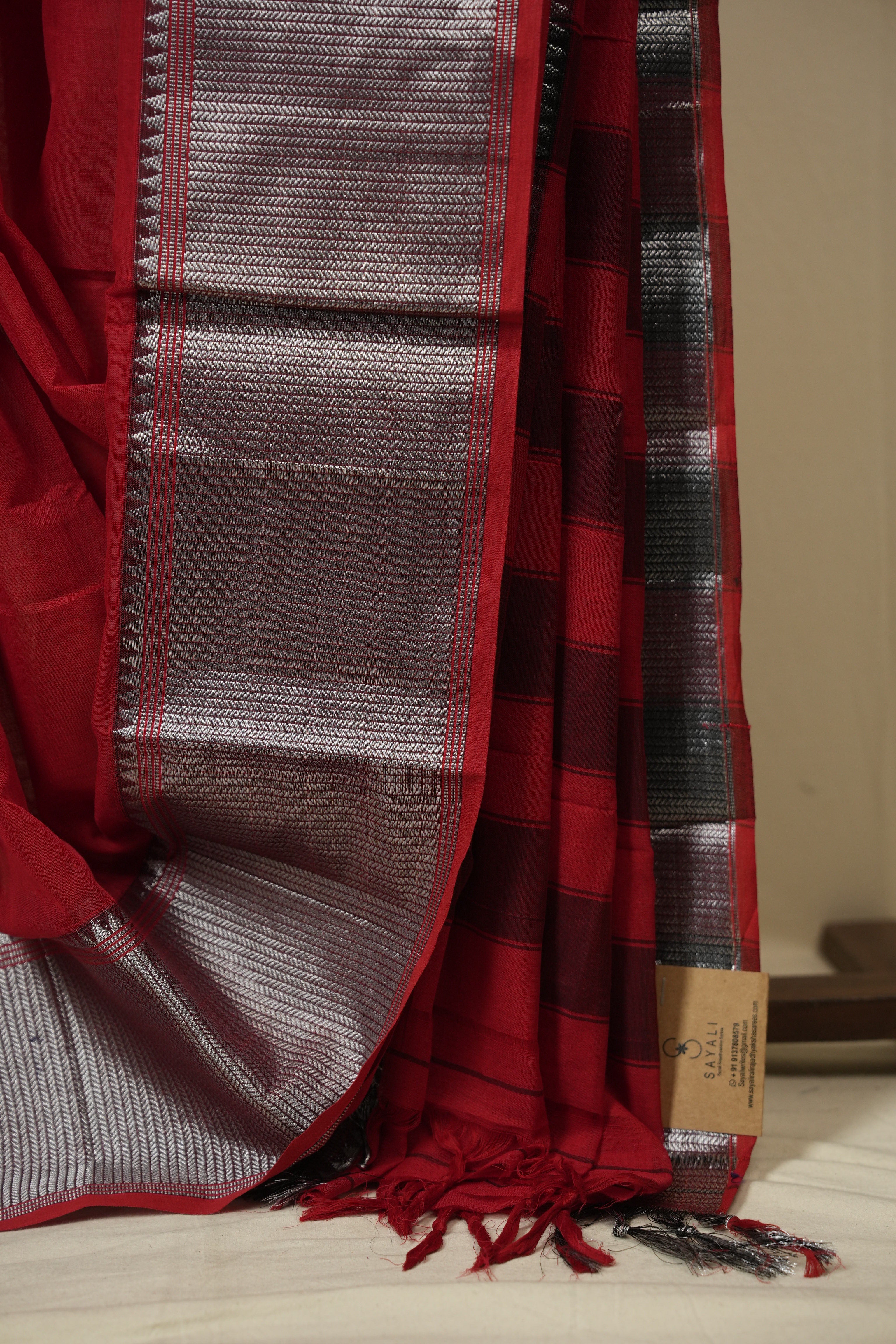 Red Narayan Peth Cotton Saree - SRRNPCS47