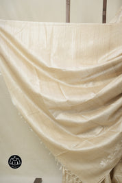 Beige Machine Embroidered Tussar Silk Saree - SRBMETSS1540