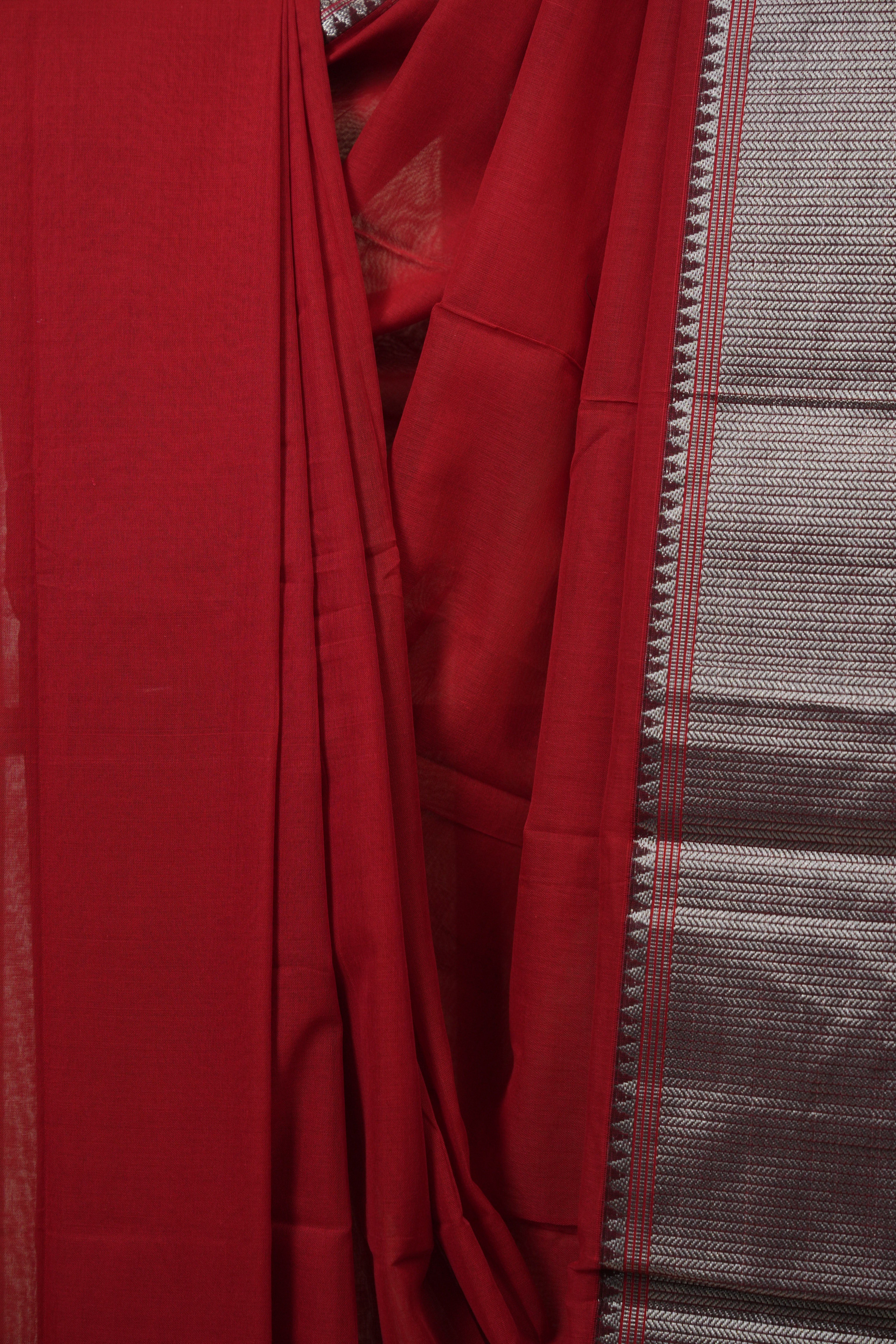 Red Narayan Peth Cotton Saree - SRRNPCS47