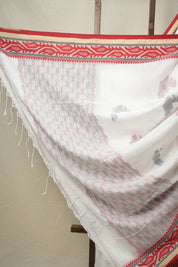 White Bengal Cotton Jamdani Saree - SRWBCJS185