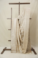 Beige Machine Embroidered Tussar Silk Saree - SRBMETSS1538