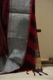 Maroon Narayan Peth Cotton Saree - SRMNPCS48