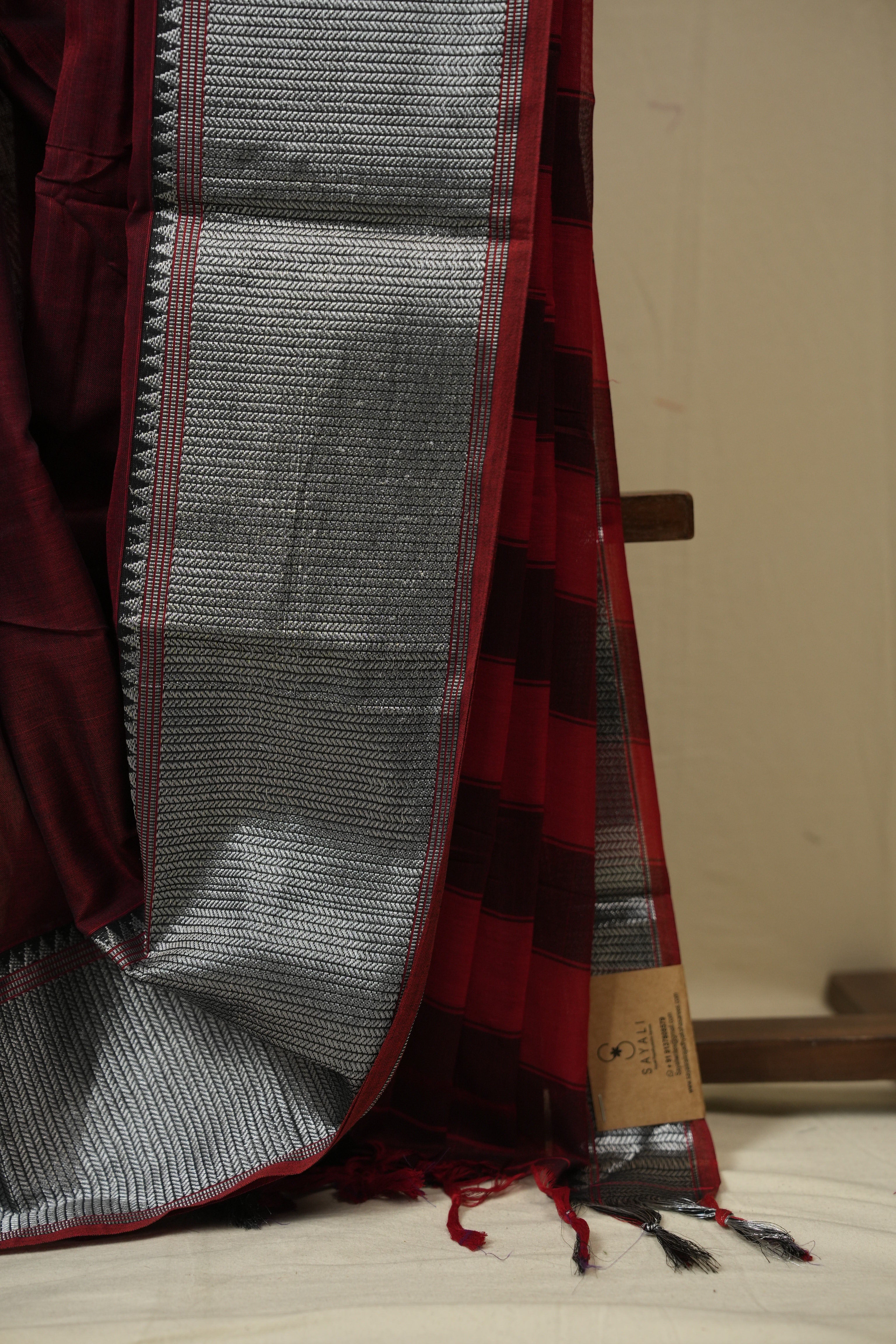 Maroon Narayan Peth Cotton Saree - SRMNPCS48