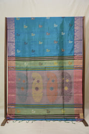 Peacock Blue Mulberry Silk Saree - SRPBMSS10