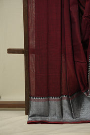 Maroon Narayan Peth Cotton Saree - SRMNPCS48