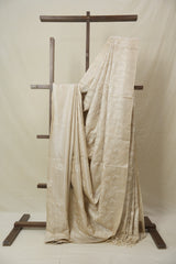 Cream Machine Embroidered Tussar Silk Saree - SRCMETSS1537