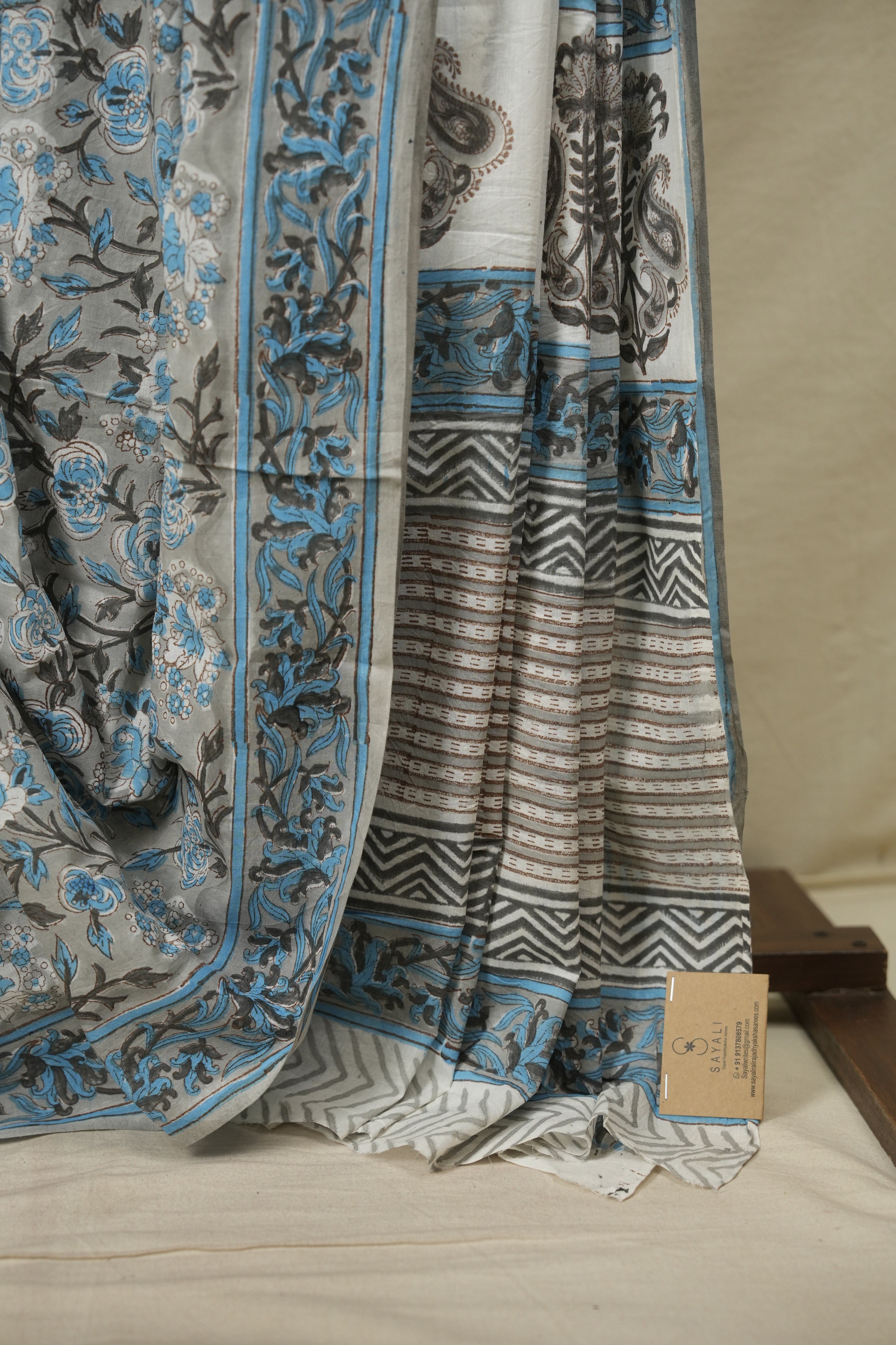 Grey HBP Cotton Saree - SRGCS3716