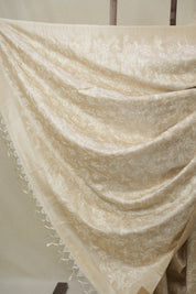 Cream Machine Embroidered Tussar Silk Saree - SRCMETSS1537