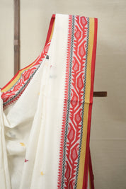 White Bengal Cotton Jamdani Saree - SRWBCJS182