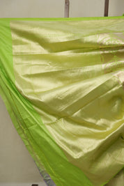 Cream-Parrot Green Banarasi Silk Saree - SRCPGBSS906
