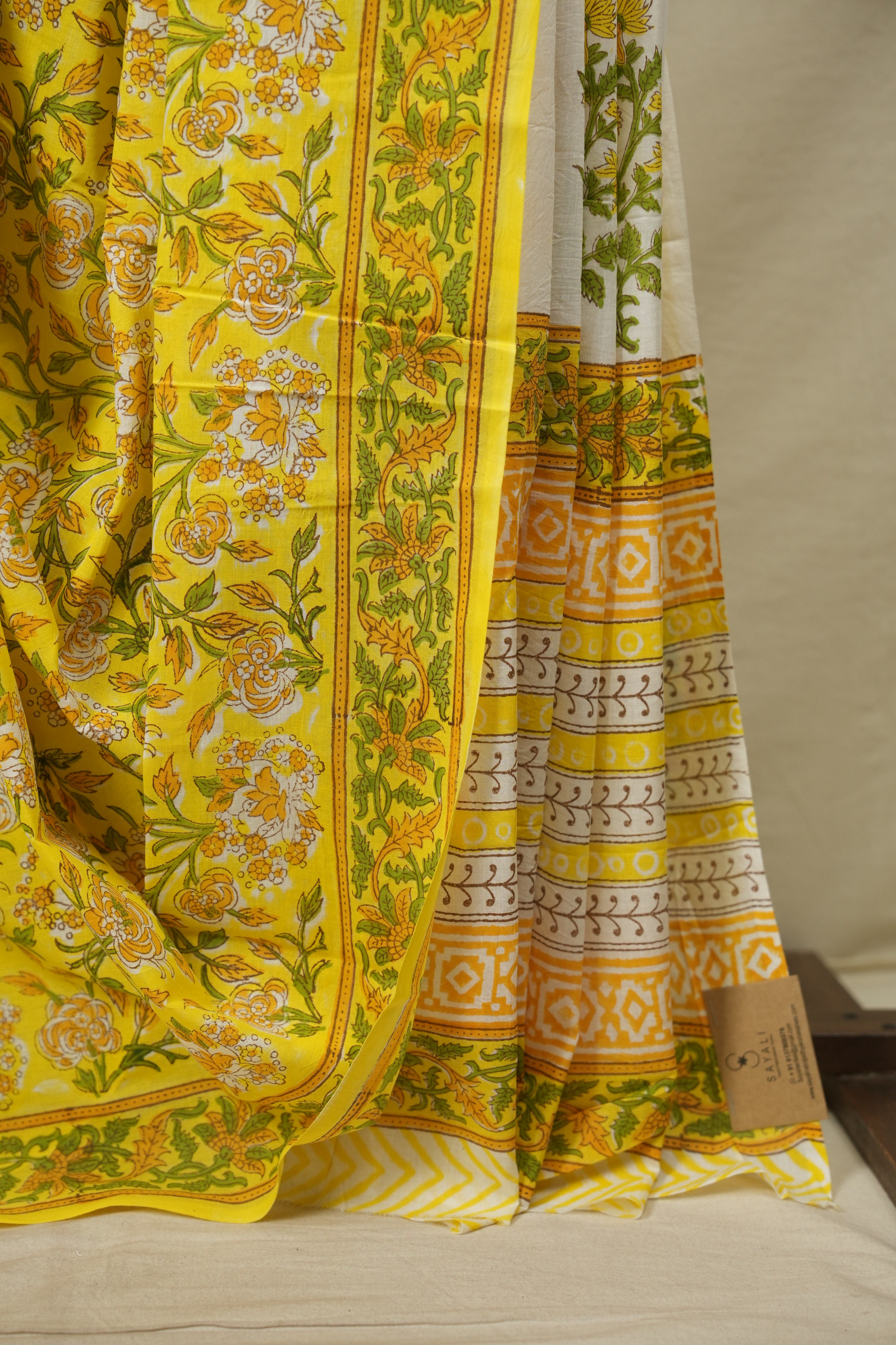 Yellow HBP Cotton Saree - SRYCS3717
