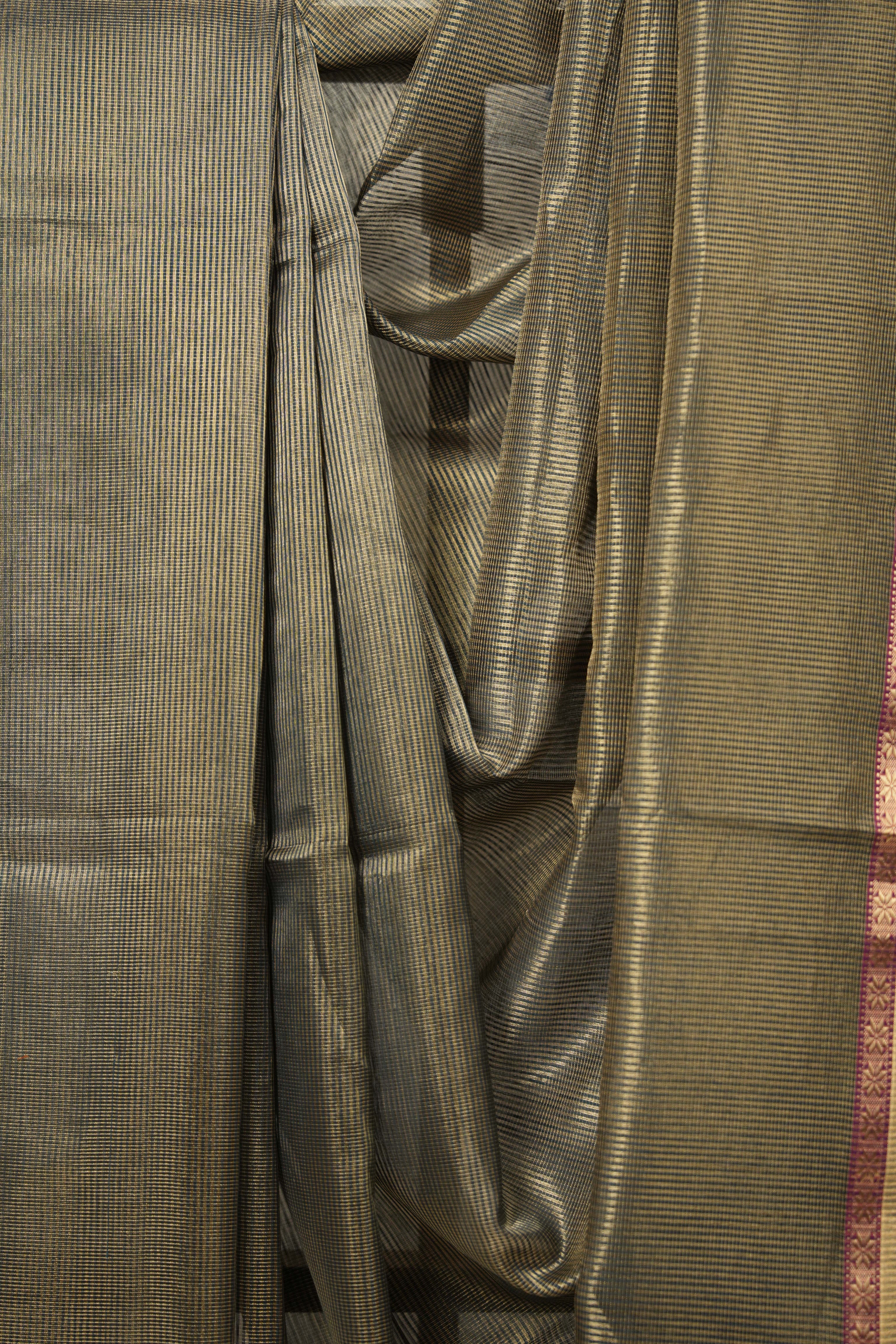 Teal Gold Maheshwari Tissue Saree - SRTGMTS685