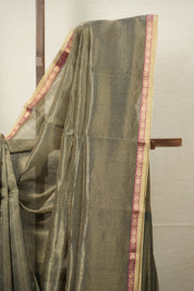 Teal Gold Maheshwari Tissue Saree - SRTGMTS685