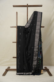 Black Cotton Paithani Saree - SRBCPS694