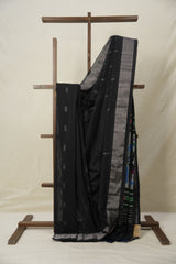 Black Cotton Paithani Saree - SRBCPS694