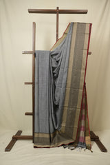 Grey Narayan Peth Cotton Saree - SRGNPCS53