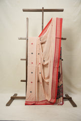 Light Peach Bengal Cotton Saree - SRLPBCS107