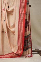 Light Peach Bengal Cotton Saree - SRLPBCS107