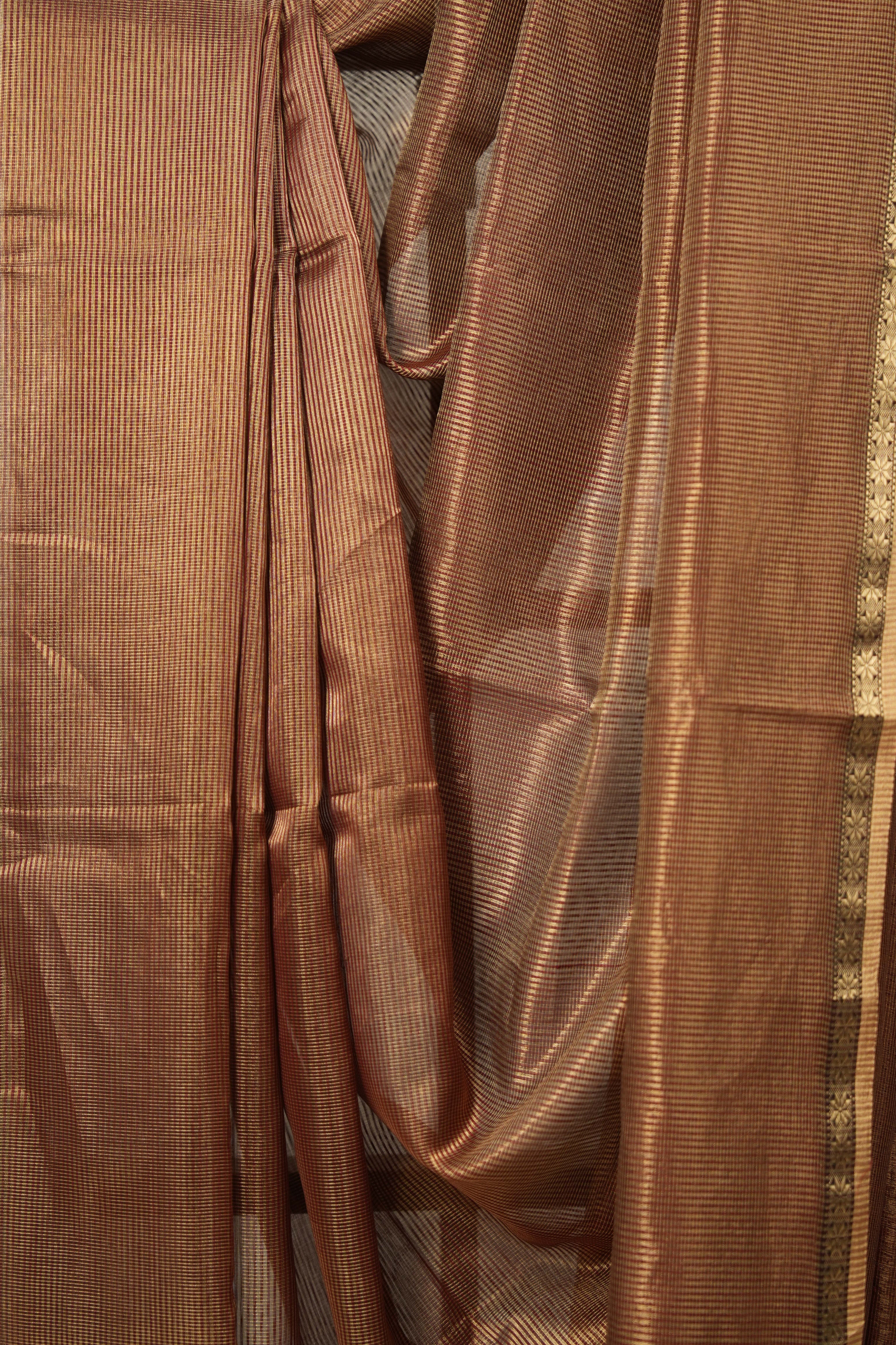 Maroon Gold Maheshwari Tissue Saree - SRMGMTS683