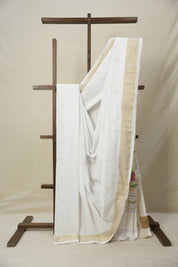 White Cotton Paithani Saree - SRWCPS693