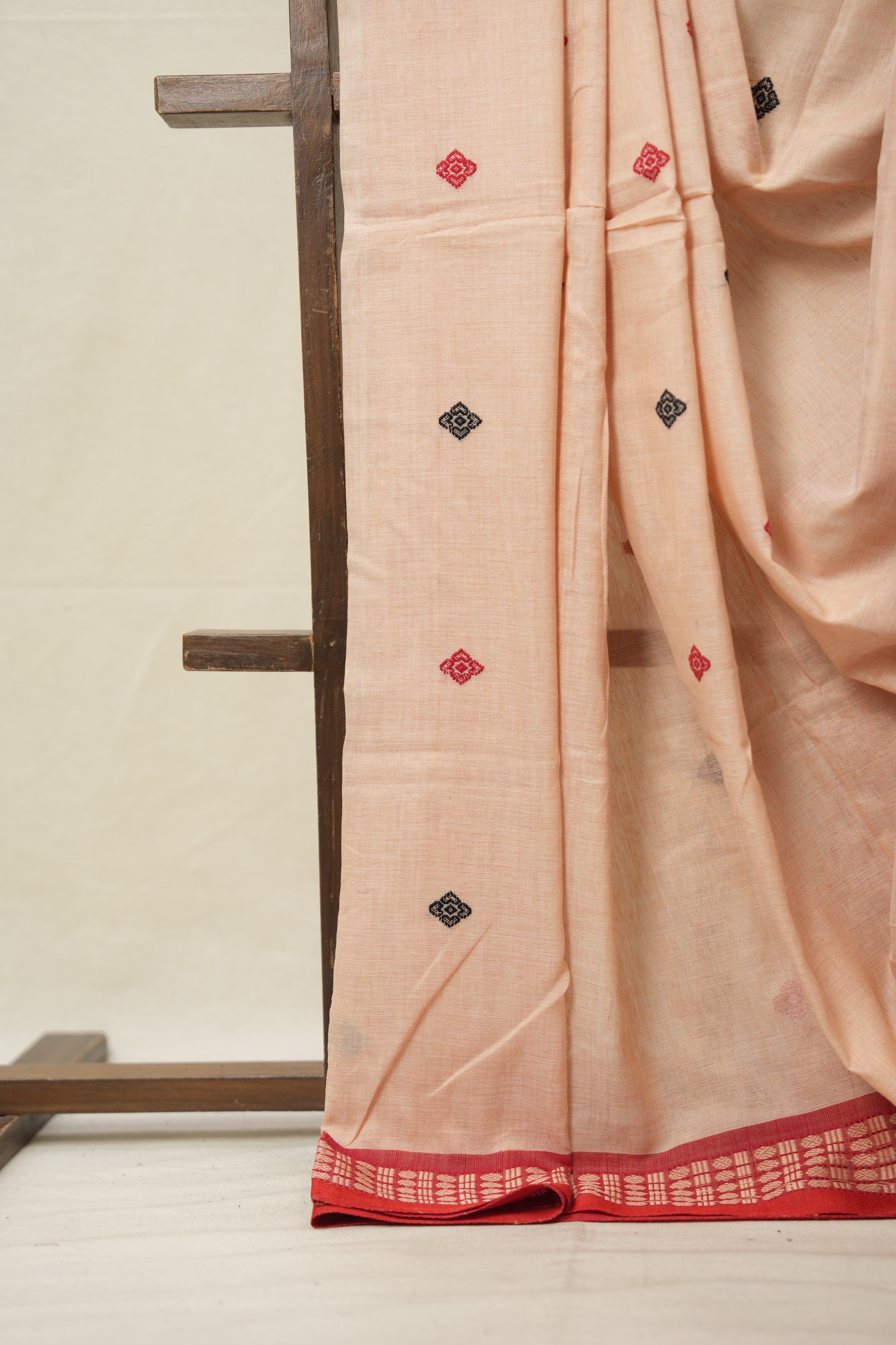 Light Peach Bengal Cotton Saree - SRLPBCS107