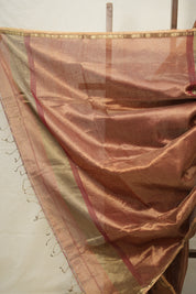 Maroon Gold Maheshwari Tissue Saree - SRMGMTS683