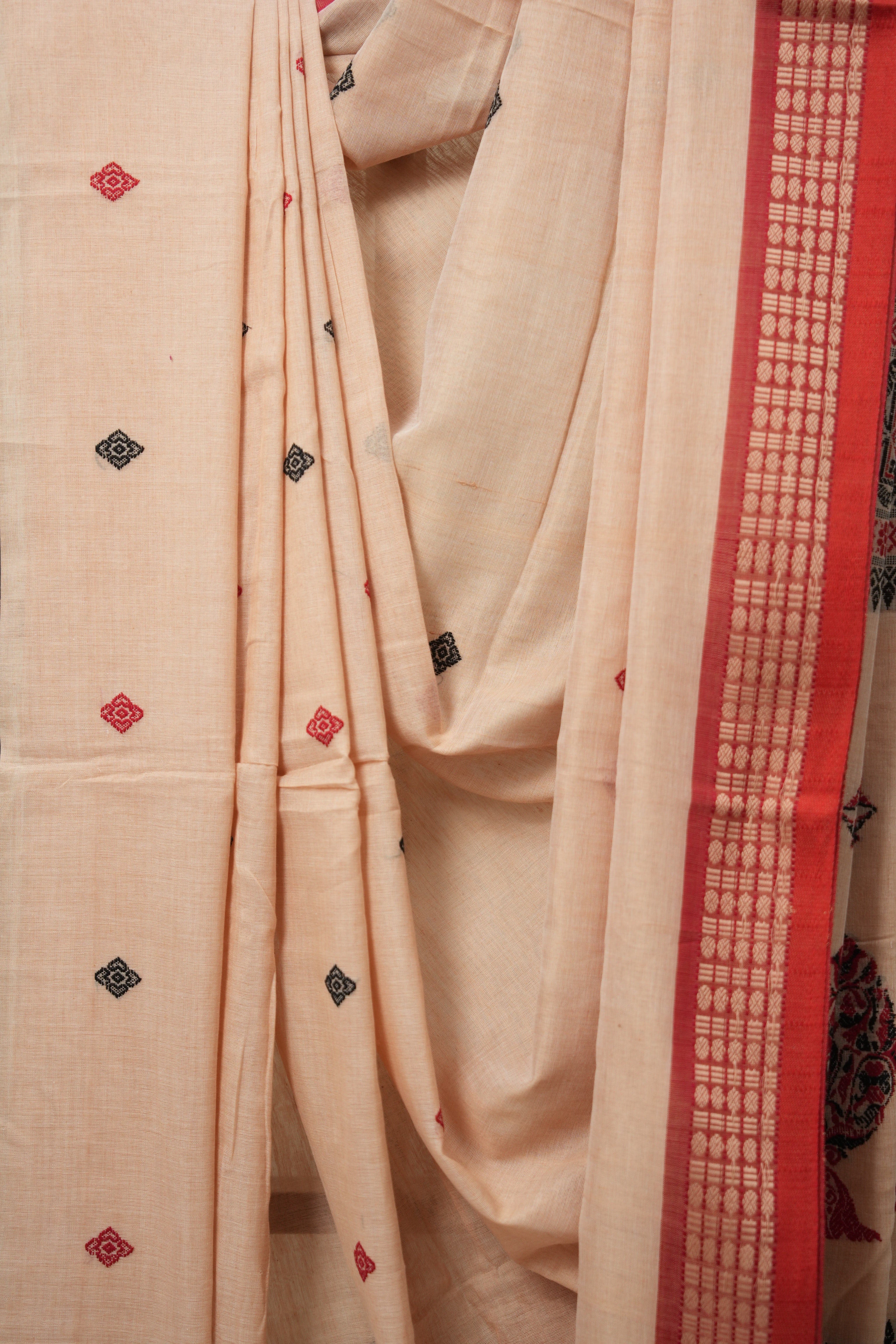 Light Peach Bengal Cotton Saree - SRLPBCS107