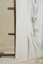 White Cotton Paithani Saree - SRWCPS693