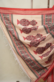 Light Peach Bengal Cotton Saree - SRLPBCS107