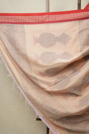 Light Peach Bengal Cotton Saree - SRLPBCS107