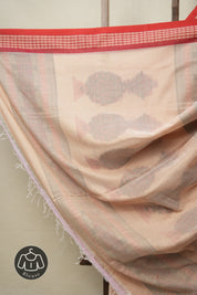 Light Peach Bengal Cotton Saree - SRLPBCS107