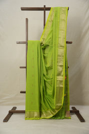 Parrot Green Cotton Paithani Saree - SRPGCPS691