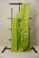 Parrot Green Cotton Paithani Saree - SRPGCPS691