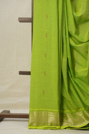 Parrot Green Cotton Paithani Saree - SRPGCPS691