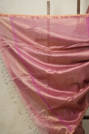 Golden Pink Maheshwari Tissue Saree - SRGPMTS681
