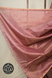 Golden Pink Maheshwari Tissue Saree - SRGPMTS681