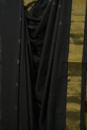 Black Cotton Paithani Saree - SRBCPS692