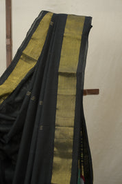 Black Cotton Paithani Saree - SRBCPS692