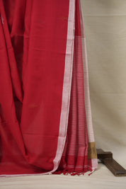 Red Bengal Cotton Jamdani Saree - SRRBCJS176