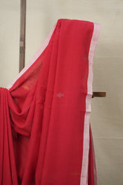 Red Bengal Cotton Jamdani Saree - SRRBCJS176