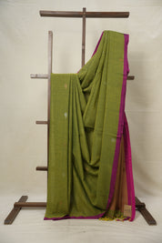 Two Tone Green Bengal Cotton Jamdani Saree - SRTTGBCJS174