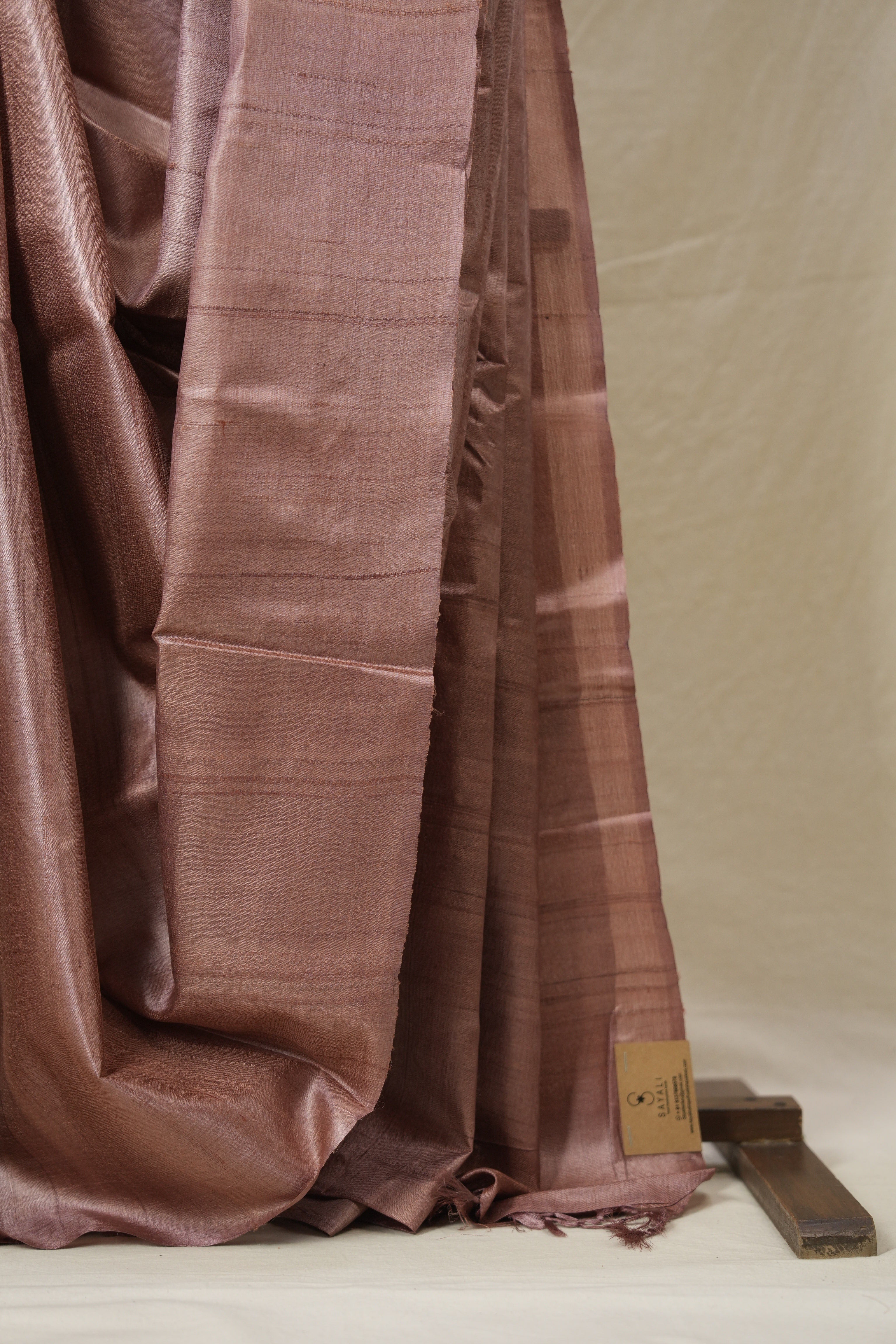 Onion Pink Tussar Silk Saree - SROPTSS1770