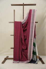 Maroon Checks Cotton Ilkal Saree (DEFECT) - SRMCIS81-PI