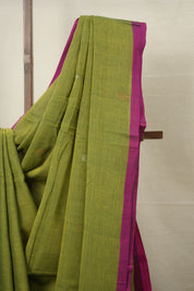 Two Tone Green Bengal Cotton Jamdani Saree - SRTTGBCJS174